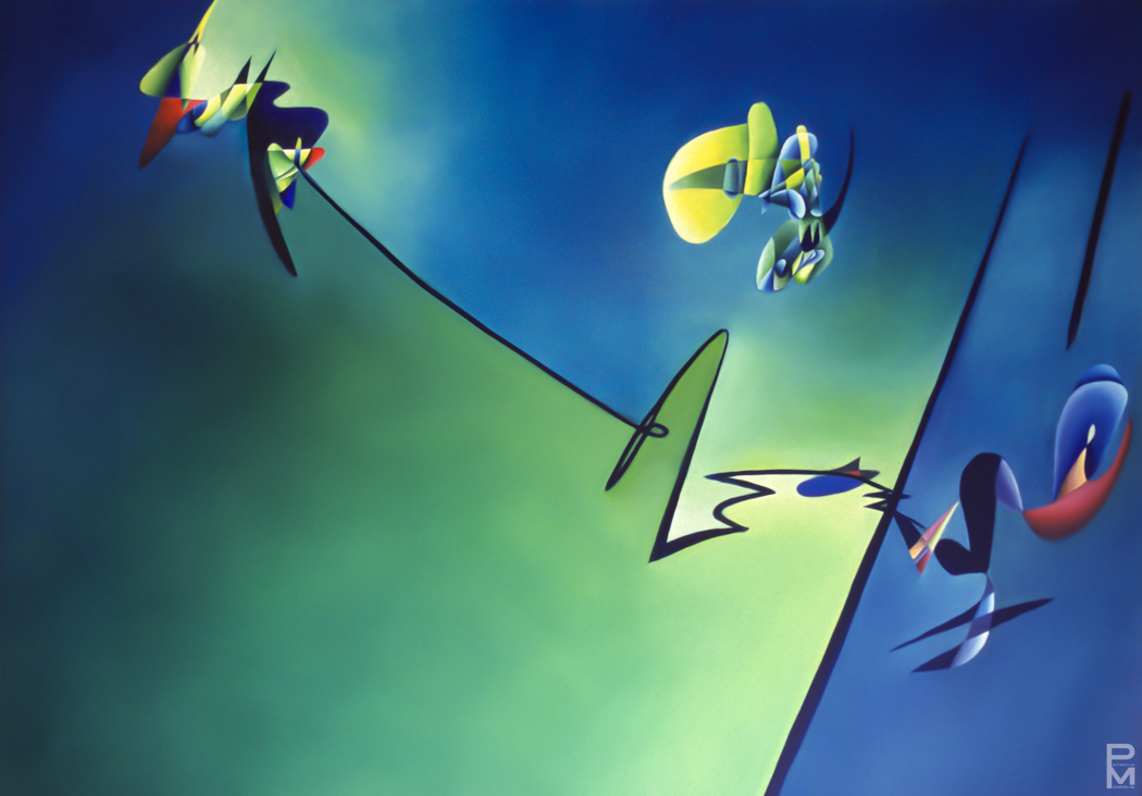 Oil painting, abstract interpretation of music by Malcom Goldstein, John Heward and Rainer Wiens